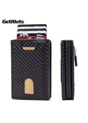 Anti-magnetic card holder anti-theft multifunctional PU wallet men aluminum alloy bank card automatic pop up business card box