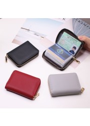 Women/Men Business Card Holder Wallet Case Red/Black/Grey/Yellow/Blue/Purple Credit Card Case 26 Bit Zipper Card Wallet