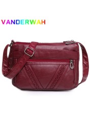 Multi-pocket Women's PU Leather Crossbody Bag New Fashion Shoulder Bags Female Retro Handbag and Purse Messenger Bags Sac a Main