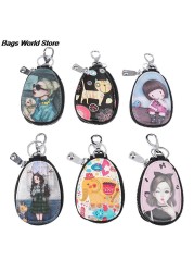 Fashion 1PC Women Key Bag Cartoon Girl Students Leather Key Wallets Key Case Car Key Chains Cover New Lovely Key Holder