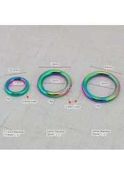 10-30-100pcs 1.6cm 1.8cm 2.5cm 3cm rainbow pet strap o ring, bags accessories, welded alloy rings, closed round o ring