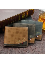 Men's Leather Wallet Business Foldable Luxury Wallet Billfold Slim Hipster Credit Card Holders Insert Coin Purses Vintage Walls