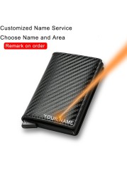 DIENQI Men's Carbon Fiber Card Holder, Branded, Charming Black, Leather Three Layers, Small for Money