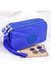 3 Zippers Lady Purses Women Wallets Brand Clutch Coin Purse Cards Keys Money Bags Canvas Short Woman Girls Wallet Pierce Bags