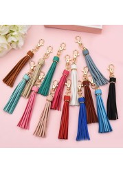 Fringe PU Leather Tassel Keychains Rhodium Key Holder Metal Key Charm Key Ring Bag Auto Car Pendant Hot Sale Jewelry