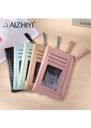 Fashion Women's PU Leather Crocodile Leather Bank Pattern Shopping ID Card Holder Casual Ladies Contrast Color Small Wallet Coin Purse