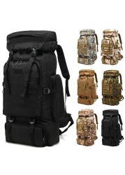 80L Outdoor Sports Tactical Backpack Large Capacity Oxford Fabric Waterproof Men Camping Hiking Hunting Bag Travel Bag