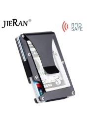 New Slim Aluminum Card Holder for Men, Mini Wallet with RFID Lock, Anti-theft Protection, Metal Money Clip