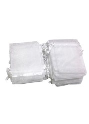 100pcs/lot 10x13cm Nice Jewelry Packaging Bags Drawstring Bags White Organza Wedding Bags Pouches Christmas Gift Bag