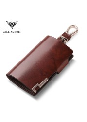 Williapolo Fashion Cowhide Leather Pillow 6 Rings Key Holder Unisex Solid Wallet PL176112