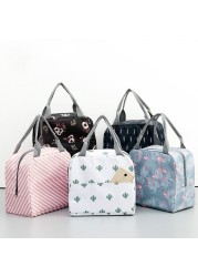 Functional Style Cooler Lunch Box Portable Insulated Canvas Lunch Handbag Thermal Food Picnic Lunch Bags For Women Kids