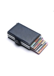 Blocking protection men's id credit card holder wallet leather metal aluminum business bank card credit card case