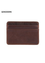 GENODERN Women and Man Genuine Leather Card Case Cowhide Slim Card Wallet Small Thin Card Package