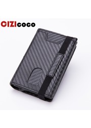 Cizicooco New Carbon Fiber Men Credit Card Holder Blocking Rfid Wallet Unisex Leather Security Information Aluminum Alloy Wallet Frame