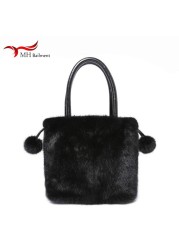 Women's Mink Bag, Drawstring Shoulder Bag, Fashionable, Built-in Pocket, 100% Autumn Winter Collection