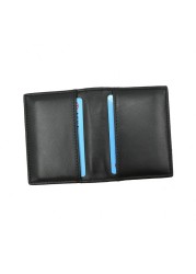 GENODERN Black Genuine Leather Card Case Credit Card Holders Wallet First Cowhide Card Holders Gift for Man