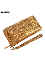 New women wallet crocodile pattern long wallet phone bag portfel damski lady clutch bag purse card holder carteira feminina