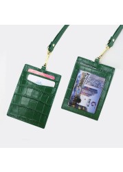 ID card holder for men and women, new, crocodile embossed leather, decorated lettering