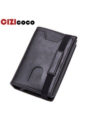 Cizicoco - Men's Rfid Leather Wallet Classic Card Holder Zipper Wallet Large Brand Luxury Wallet