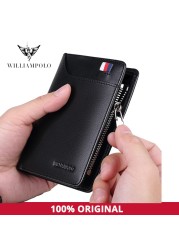 Williapolo Coin Purses Genuine Leather Men Wallet With Card Holder Short Wallet Zipper Wallets Casual Standard Wallets PL293