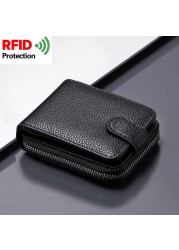 2022 Smart Wallet Men Wallets RFID Card Holder 100% Vintage Leather Card Wallet Coin Pocket Money Bag tarjetero hombre