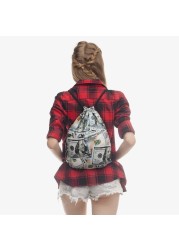 US Dollars 3D Print Drawstring Backpack Fashion Silver Mochila Cuerda Out The Door Drawstring Backpack Women Men Modis String Bag Girl