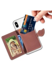 Creative PU Leather Phone Wallet Case Women Men Credit Card Holder Pocket Sticker 3M Adhesive Fashion Card Holder Mobile Phone Card Holder