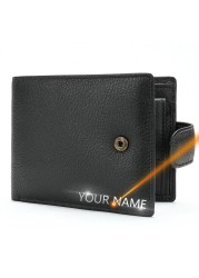 2020 New Men Leather Wallets Name Embossing Hasp Male Long Purses 100% Genuine Leather Vintage High Quality Wallet Men