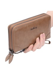 New Men Wallets Large Capacity Cell Phone Pocket Double Zipper Clutch Bag Passcard Male Business Wallet