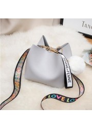 Women Buckets Bag With Colorful Strap Shoulder Bag PU Leather Shoulder Bags Brand Designer Ladies Camouflage Messenger Bags