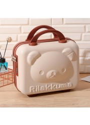 14 بوصة Rilakkuma صندوق تخزين صندوق ماكياج حقيبة محمولة صغيرة مع قفل كلمة السر الأمتعة الصغيرة يشكلون حقيبة للتخزين