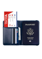 Passport Holder Cover Wallet RFID Blocking Leather Card Holder Travel Document Organizer 066C