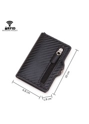 Carbon Fiber Card Holder Wallets Men Customize RFID Black Magic Tri-fold Leather Slim Small Wallet Small Money Bag Male Purse 2021