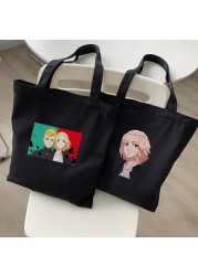 Tokyo Revengers Shopping Bags Canvas Bag Travel Designer Handbags Reusable Fabric Shoulder Shopper Woman Printed Handbag