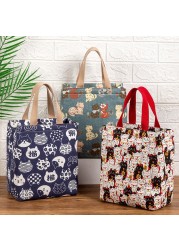 Lunch Bag for Women New Thick Lunch Bag Japanese Style Canvas Handbag Hand Hold Student Bento Picnic Bags Handbags