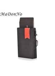 Genuine Leather Rfid Macsafe Card Holder Men Wallets Anti-theft Slim Thin Coin Pocket Smart Wallets Pop Up Male Purse Money Bags