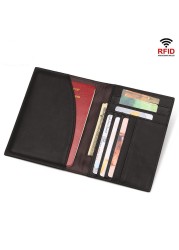 Genuine Leather Slim Passport Case With RFID Lock & Travel ID Card Holder