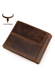 COWATHER - Genuine cowhide leather men's wallet, high quality, paste, dollar price, carteira masculina, original brand, 100%