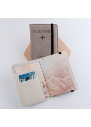 Unisex Passport Cover Letter Print Protctor Case Women Men PU Leather Travel Credit Card Holder Passport Organizer Wallet