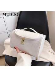 Ladies PU leather split leather travel toiletry bag portable hanging makeup organizer box men's toiletry kit cosmetic bag for women