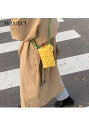 Knit Hand Hit Color Crossbody Autumn Winter Shoulder Bag Hit Color Phone Mini Crossbody Bags With Flower