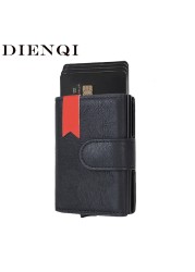 DIENQI 2022 RFID Genuine Leather Men Wallet Money Bag Slim Thin Mini Card Holder Hasp Purse Male Magic Designer Wallet Vallet