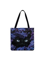 Women Bag Women Flower Bush Cat Printed Linen Casual Shopper Shoulder Bag 2021 Fashion Bag Female Large Capacity Tote Handbags