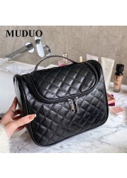 Women Bags 2021 Fashion Plaid Trendy Handbags Cosmetic Bag Girls Beauty Makeup Box Storage Big Pouch Designer Black Wash Bag