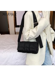 Fashion Vertical Square Shoulder Bag Retro Bag Padded Handbag Winter Warm Tote Bag Small Flap Tote Handbag