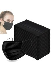 Mascarillas Face Masks Non-woven 3-layer Filter Disposable Mouth Mask Respirator Protective Adult Masks Black Masks Fast Ship