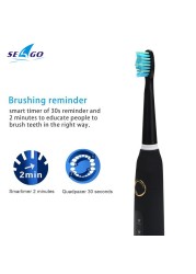 Seago Sonic Electric Toothbrush SG-507 Adult Timer Brush 5 Modes USB Charger Rechargeable Toothbrush Replacement Heads Set