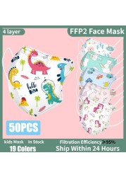 Kn95 Masks Kids Mouth Face Mask n95 Respirator 3D Cartoon Print Girls Boys Child Disposable Mask ffp2fan Children FPP2 Masks