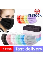 Disposable masks colorful masks mascarillas quiurgicas homology adas black non-woven face masks 3 layer adult mouth caps mascara mask