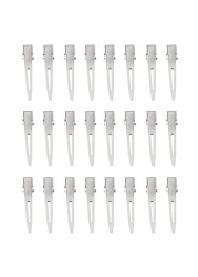 24pcs Single Prong Curl Duck Bill Hair Clips Silver Divided Hairpins Metal Modeling Positioning Alligator Barrette